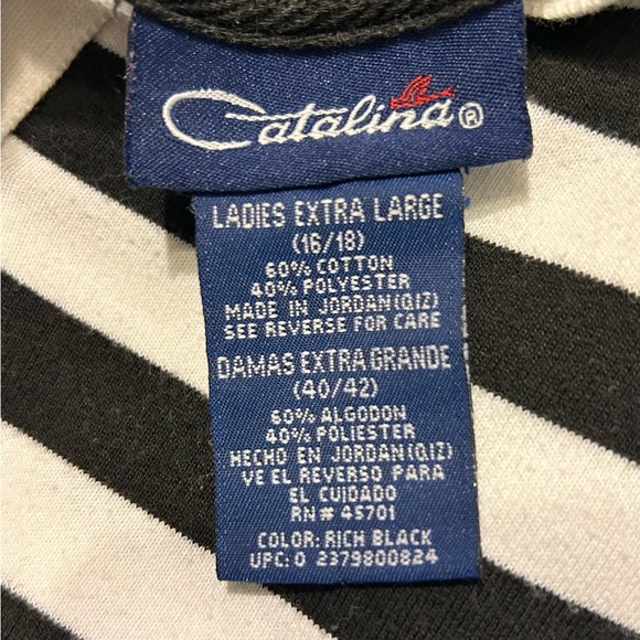 CATALINA Black and White Striped Sleeveless Top With Hoodie - Picture 3 of 7